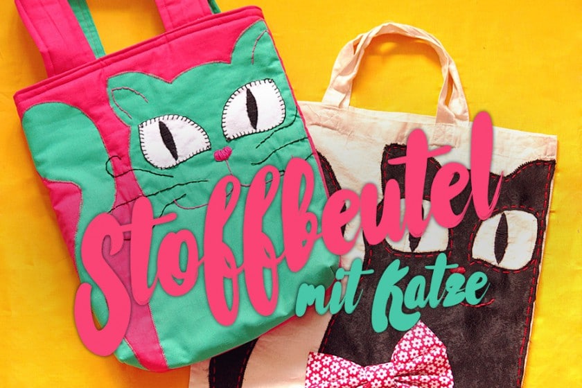 DIY Stoffbeutel mit Katzenapplikation | SCHWATZ KATZ