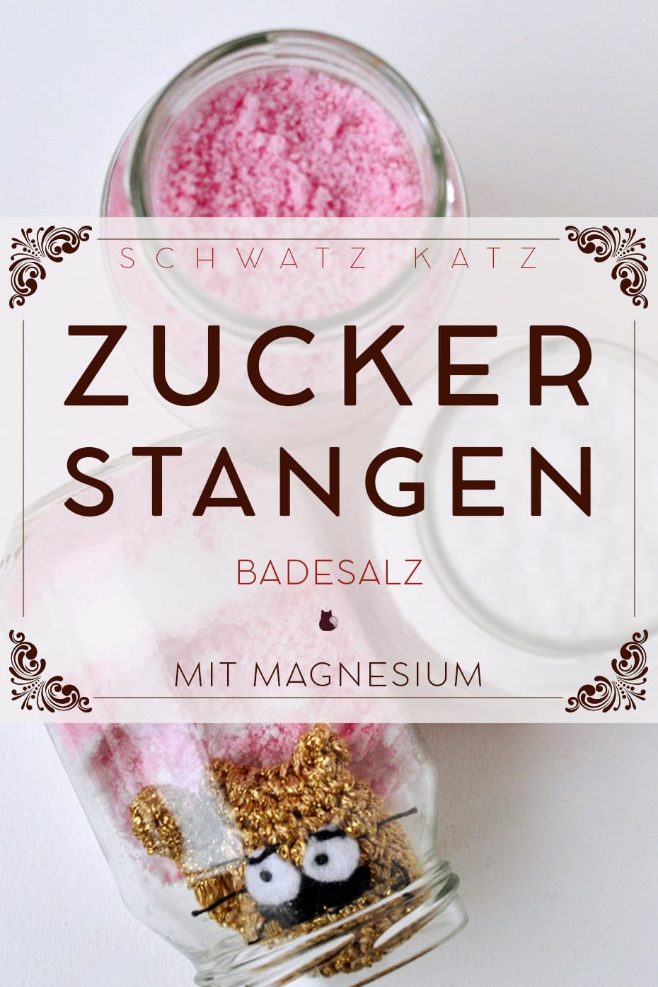 Rosa Zuckerstangen Badesalz mit Magnesium | Schwatz Katz