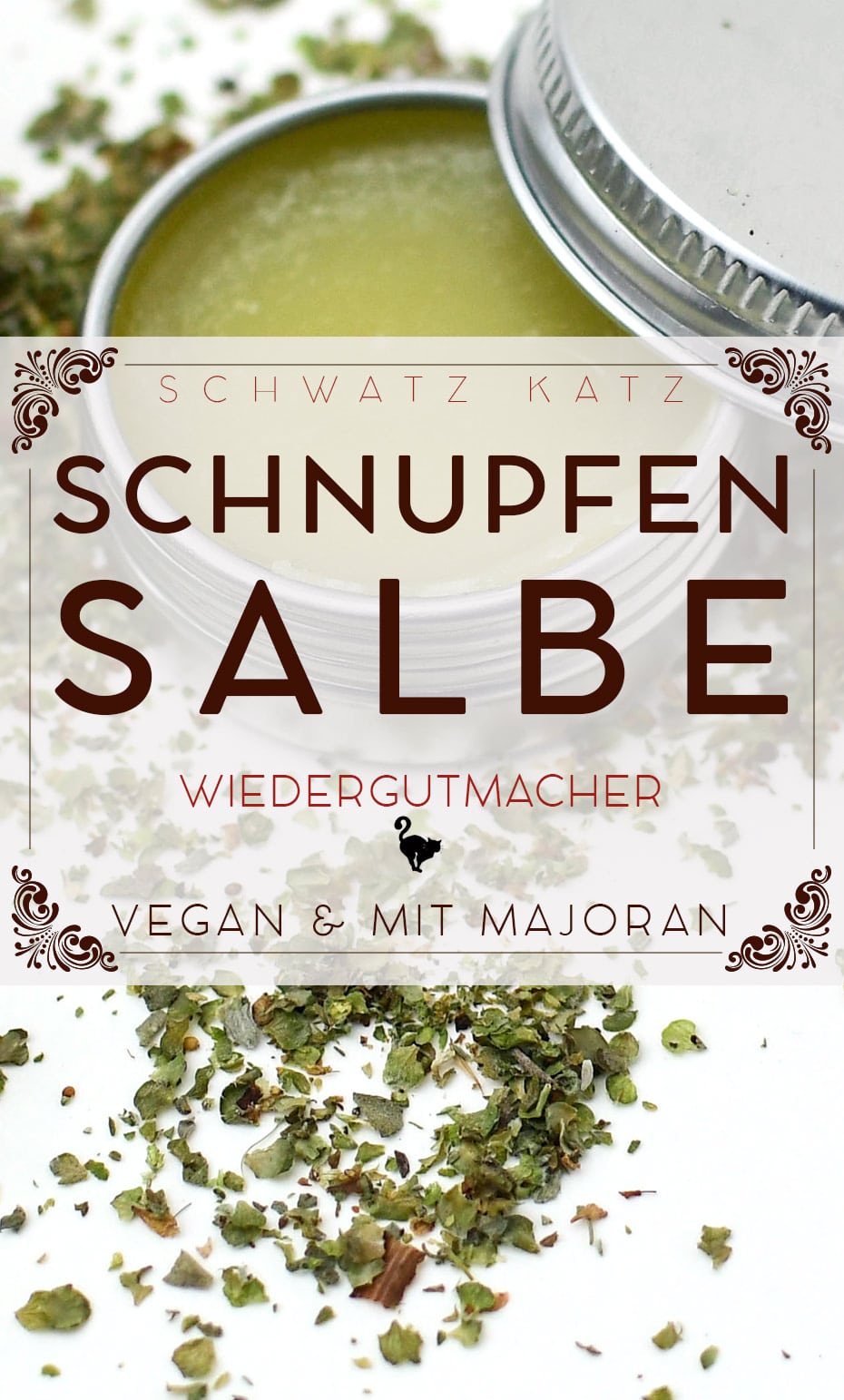 Majoran Schnupfensalbe im veganen Kleid | Schwatz Katz