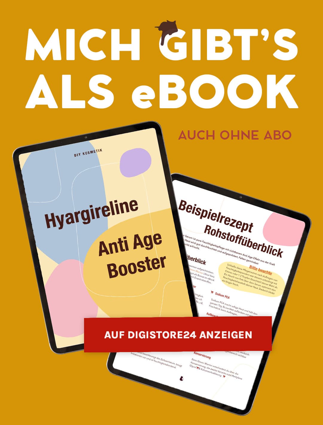 Mich gibt’s als eBook: Hyaluron-Argireline Anti-Aging Booster | Schwatz Katz